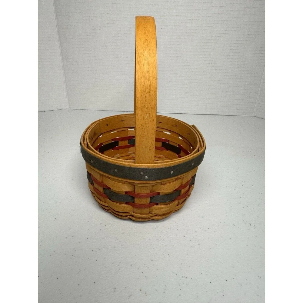 Vintage Longaberger 1997 Inaugural Basket, Round With Stationary Handle